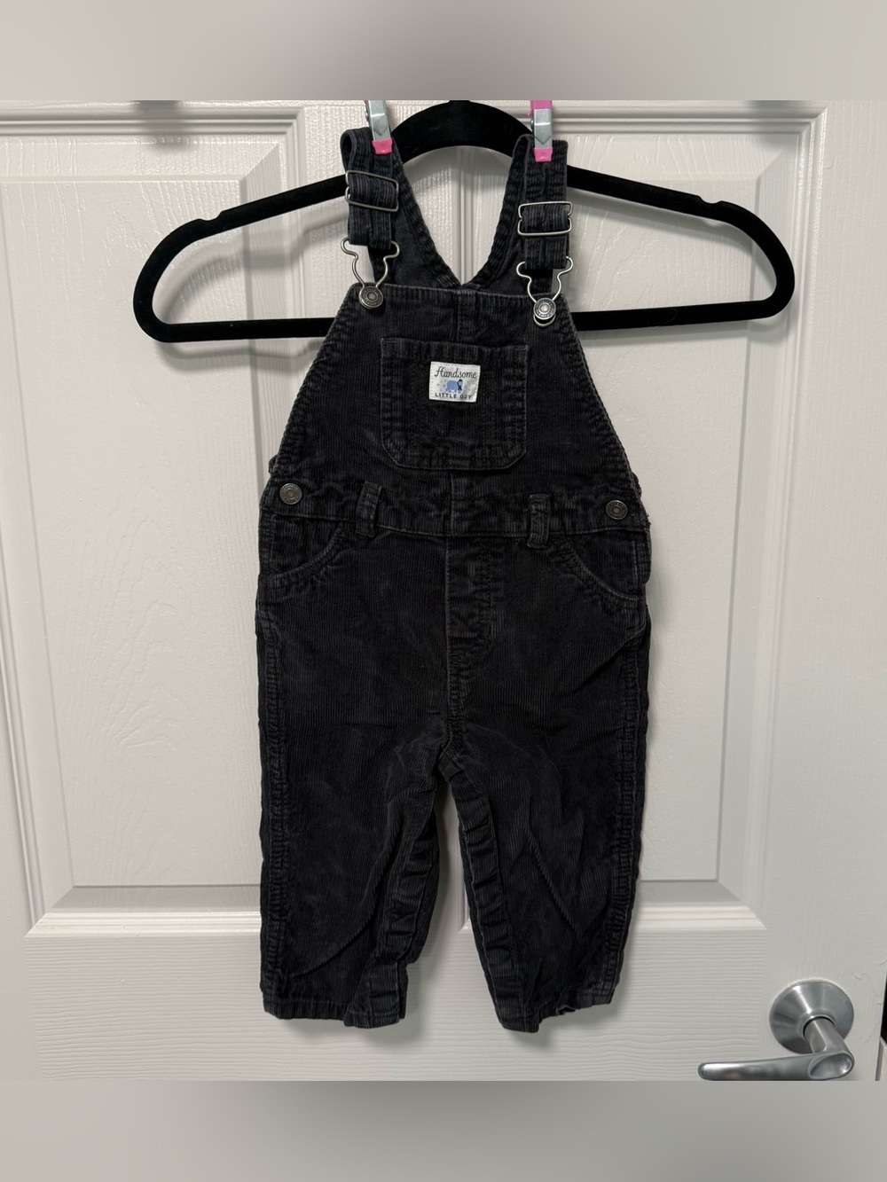 Carter’s Baby Toddler Boy Black Corduroy Overalls Snap Legs One Piece 18 Mths